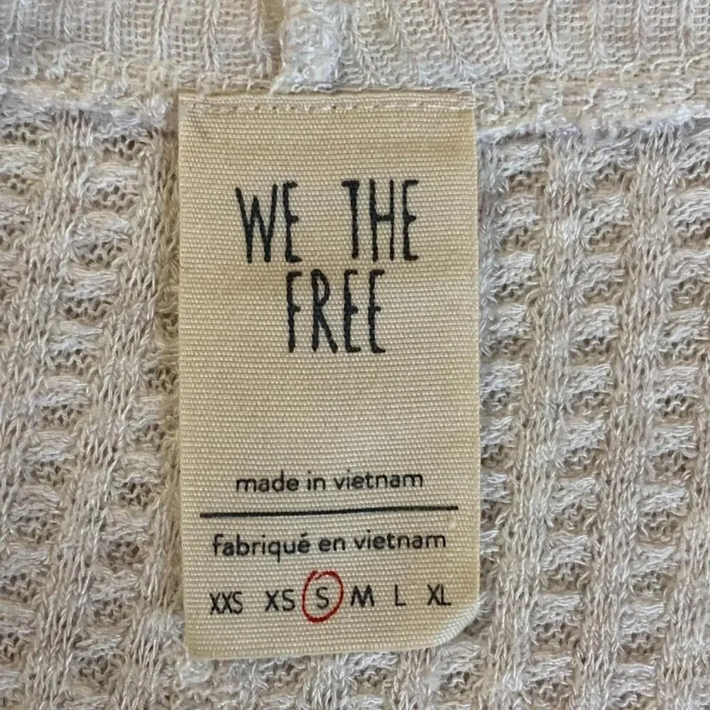 We The Free Free People Women's Catalina Ribbed Unfinished Trim Thermal Top SZ S - Picture 6 of 11